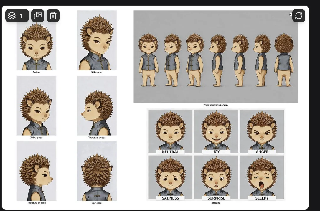 Character sheet of Yo Gun, the hedgehogs' ringleader