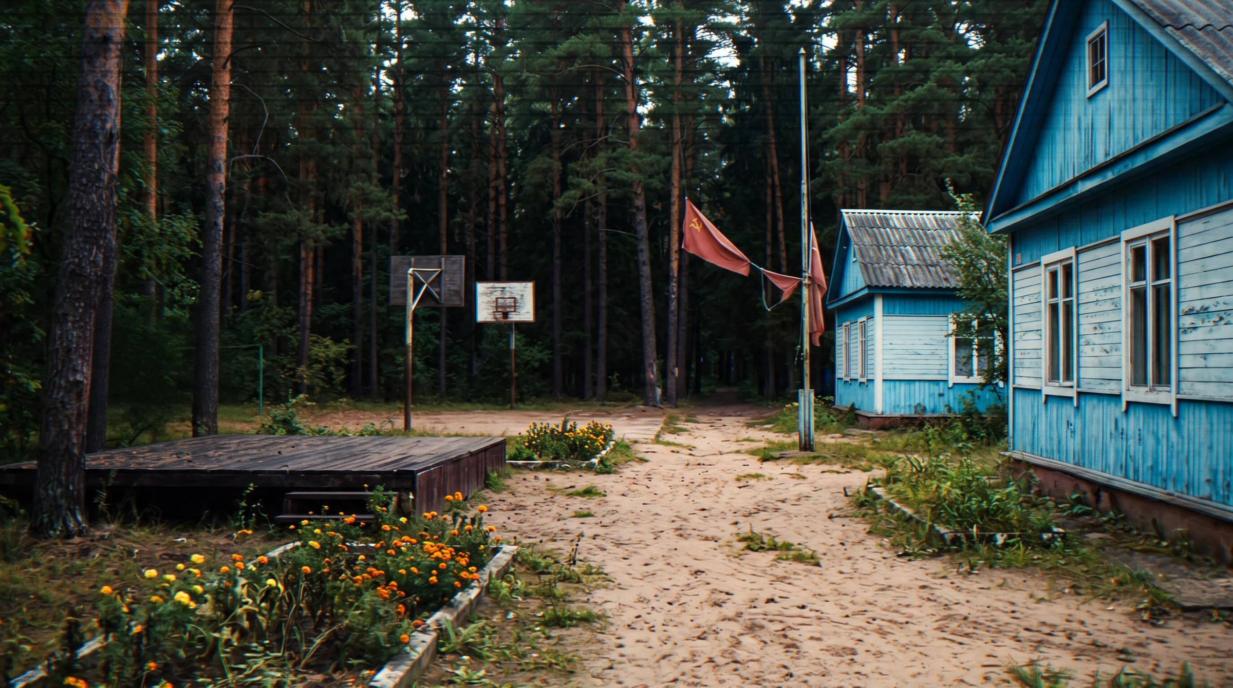 The 3/4 view of “Pioneer Camp Grounds”