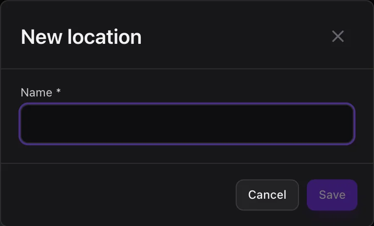 The “New location” window