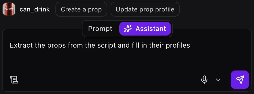 A task in the “Ask the assistant…” field