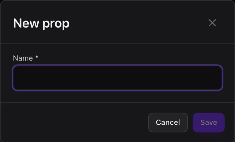 The “New prop” window