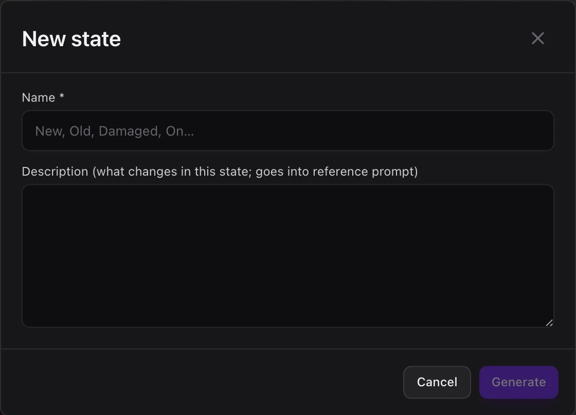 The “New state” window