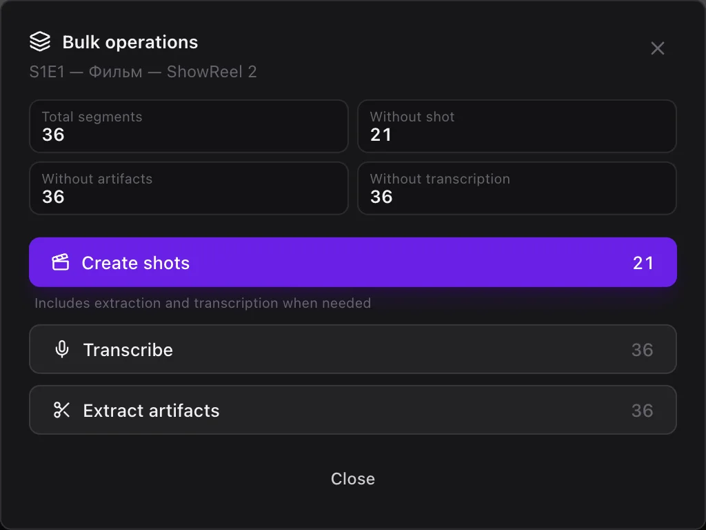 The “Bulk operations” window