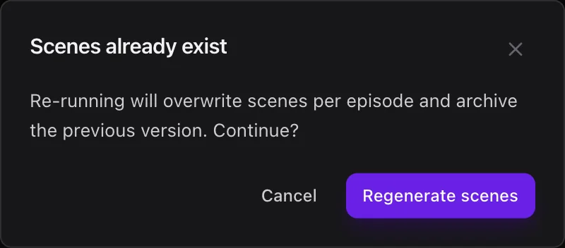 Confirming scene regeneration