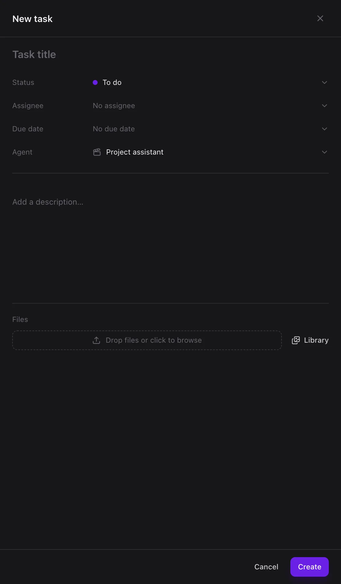 The “New task” form